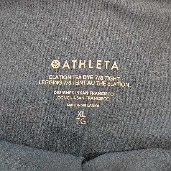 Athleta Tea Dye 7/8 Tight Leggings Womens Size XL Blue High Rise Activewear Gym - Picture 9 of 9